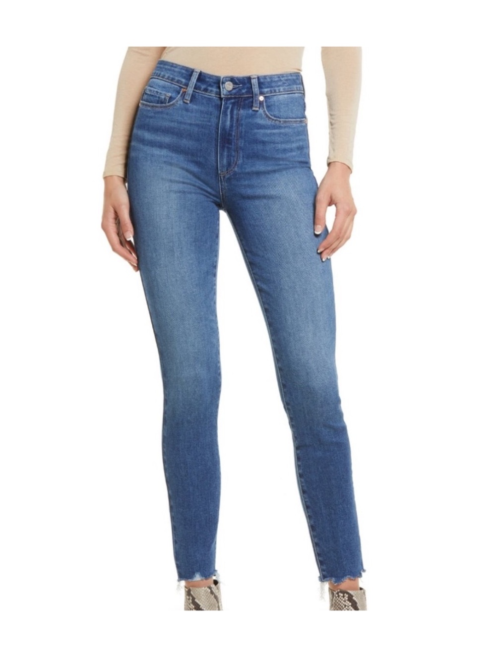 Paige Hoxton Ankle High-Rise Blue Skinny Jeans for Women